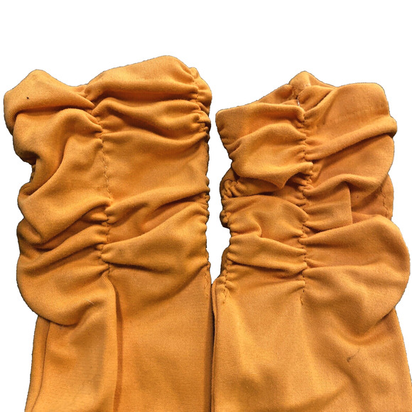 Vintage Dressy Orange Stretch Textile Gloves Ruched Elastic Wrist One Size 1960s - Picture 6 of 8